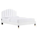 Daisy Performance Velvet Queen Platform Bed - White