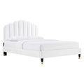Daisy Performance Velvet Platform Bed - White — White Queen