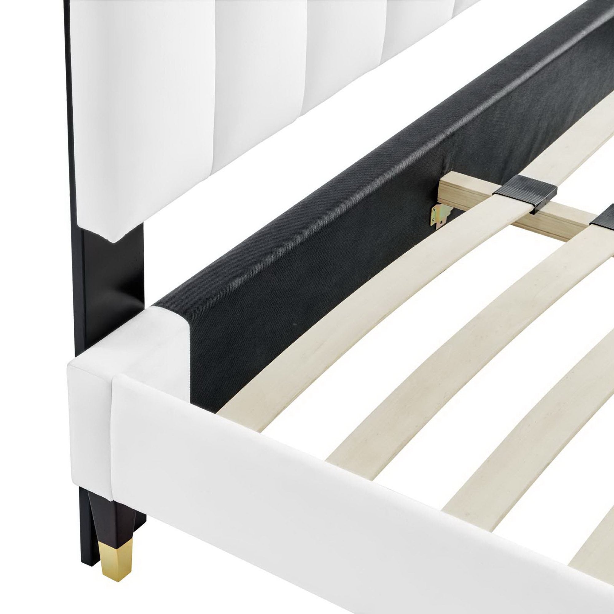 Daisy Performance Velvet Queen Platform Bed - White