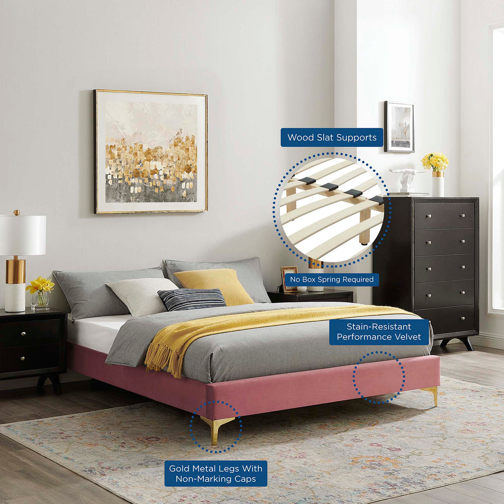 Sutton Performance Velvet Full Bed Frame - Dusty Rose