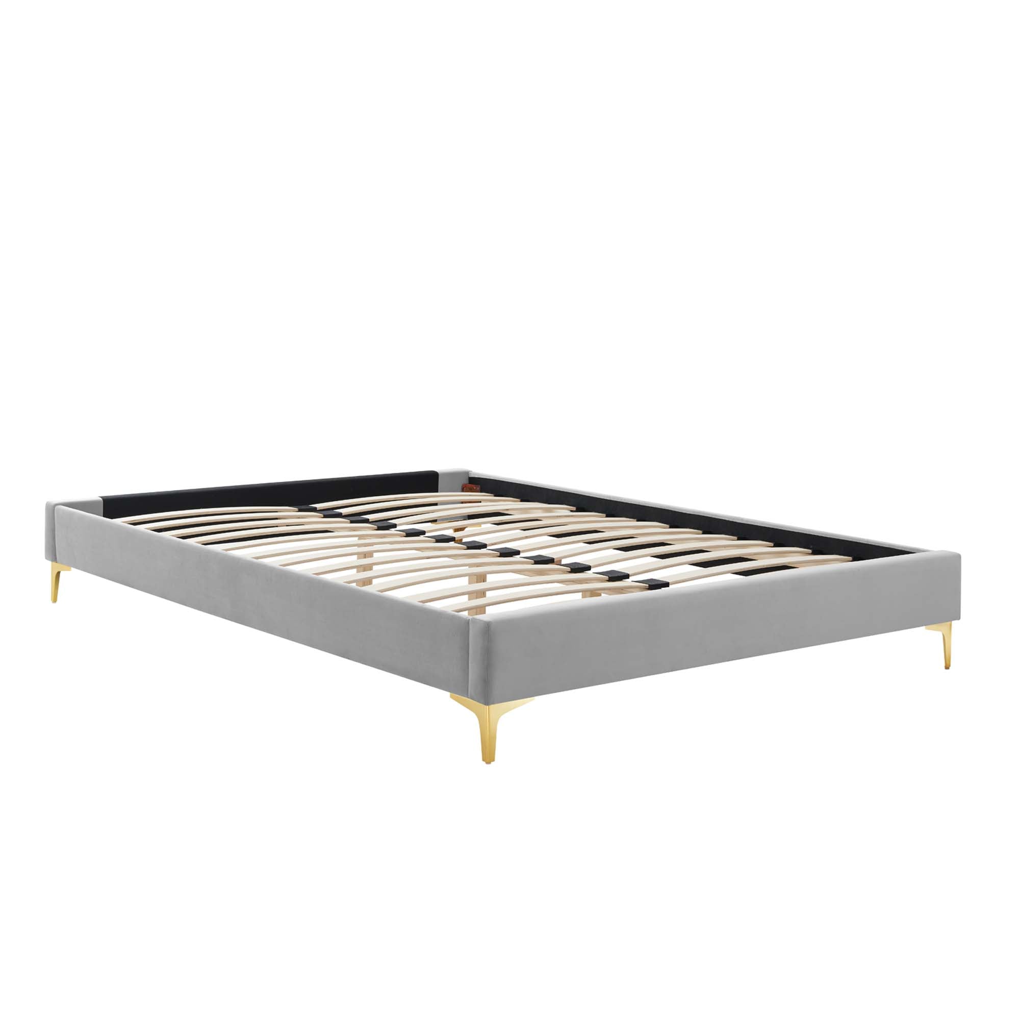 Sutton Performance Velvet Full Bed Frame - Light Gray