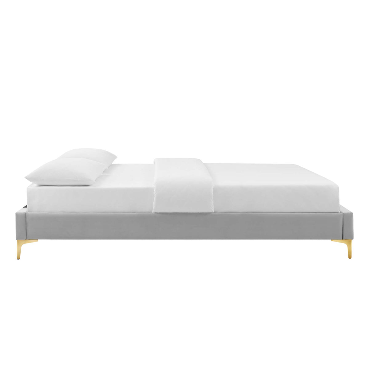 Sutton Performance Velvet Full Bed Frame - Light Gray