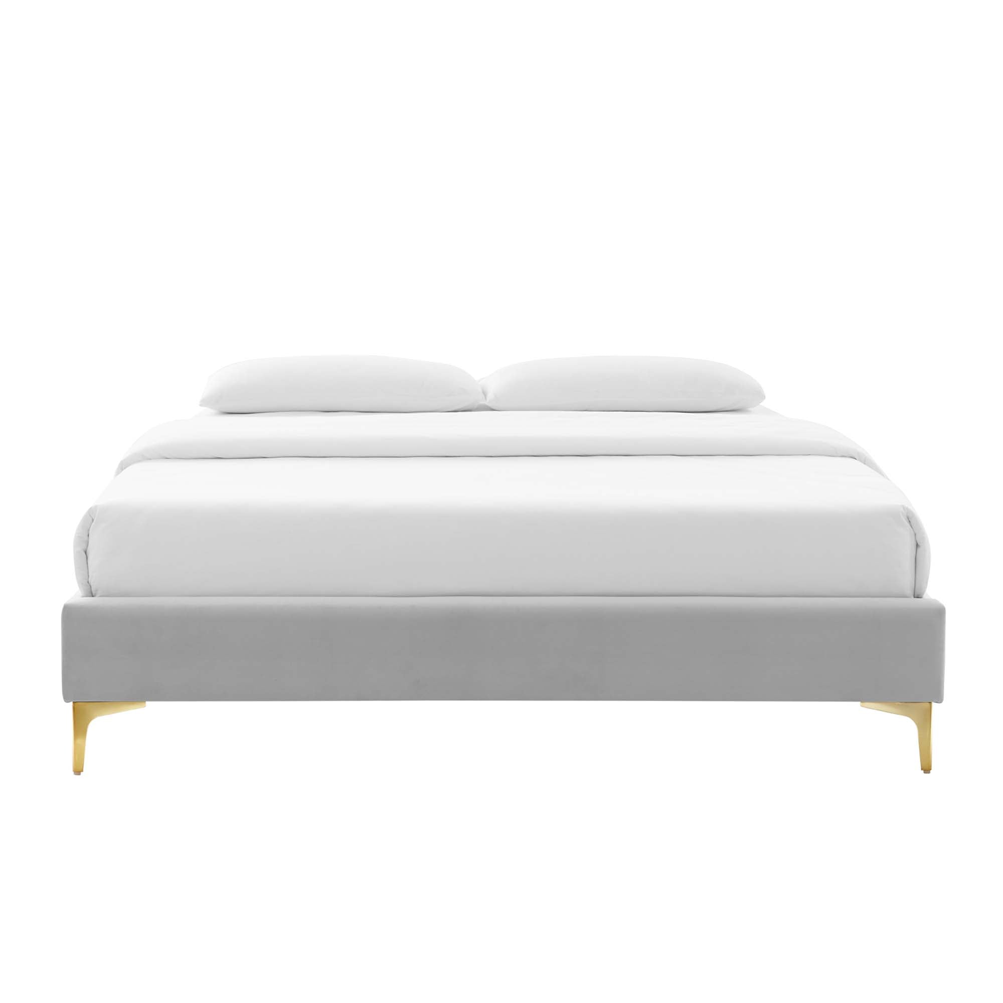 Sutton Performance Velvet Full Bed Frame - Light Gray