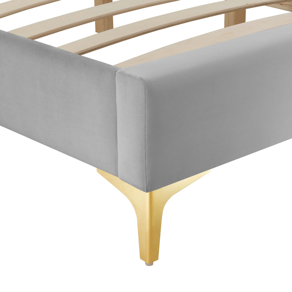 Sutton Performance Velvet Full Bed Frame - Light Gray