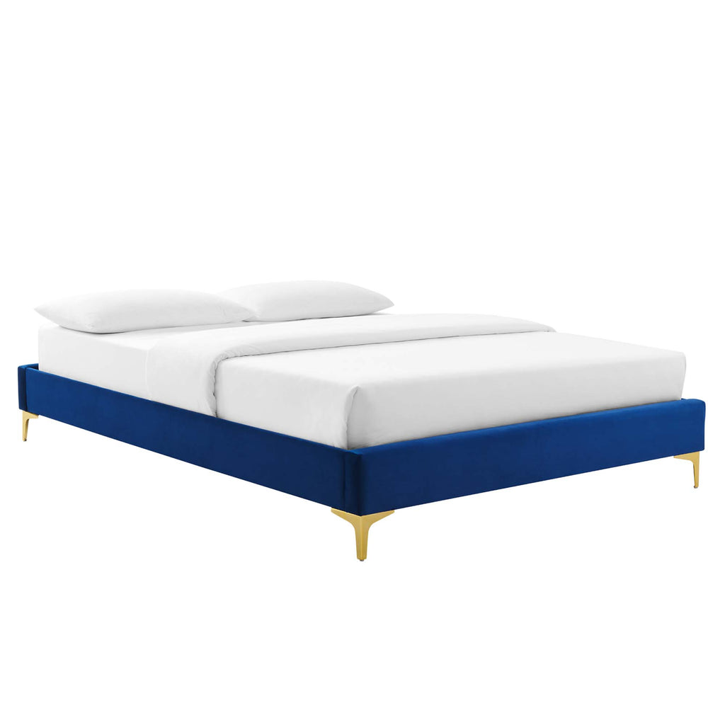Sutton Performance Velvet Full Bed Frame - Navy