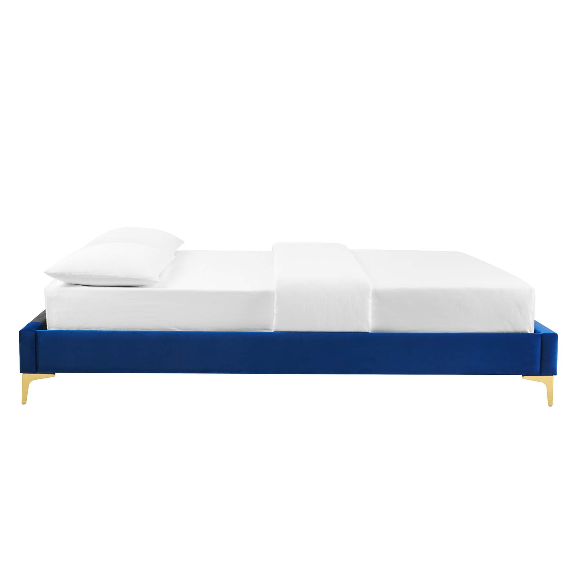 Sutton Performance Velvet Full Bed Frame - Navy