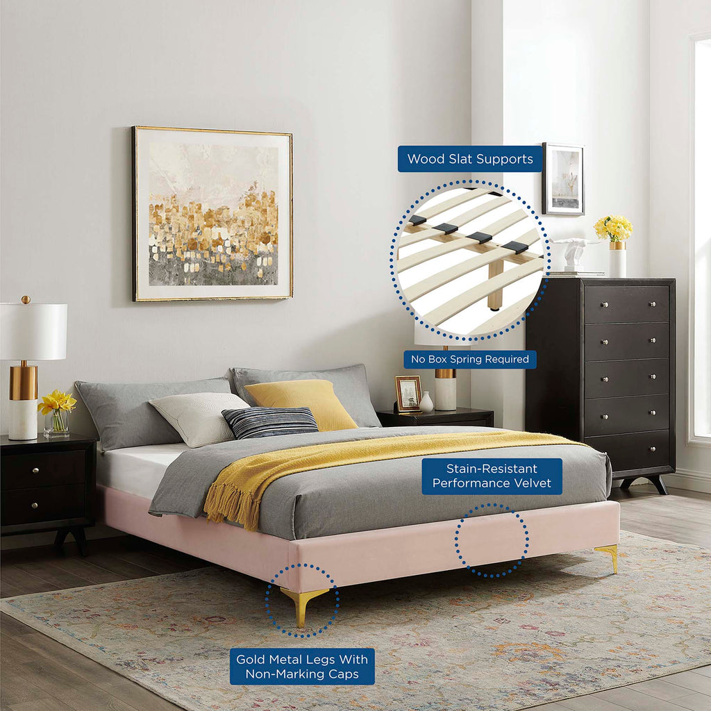 Sutton Performance Velvet Full Bed Frame - Pink