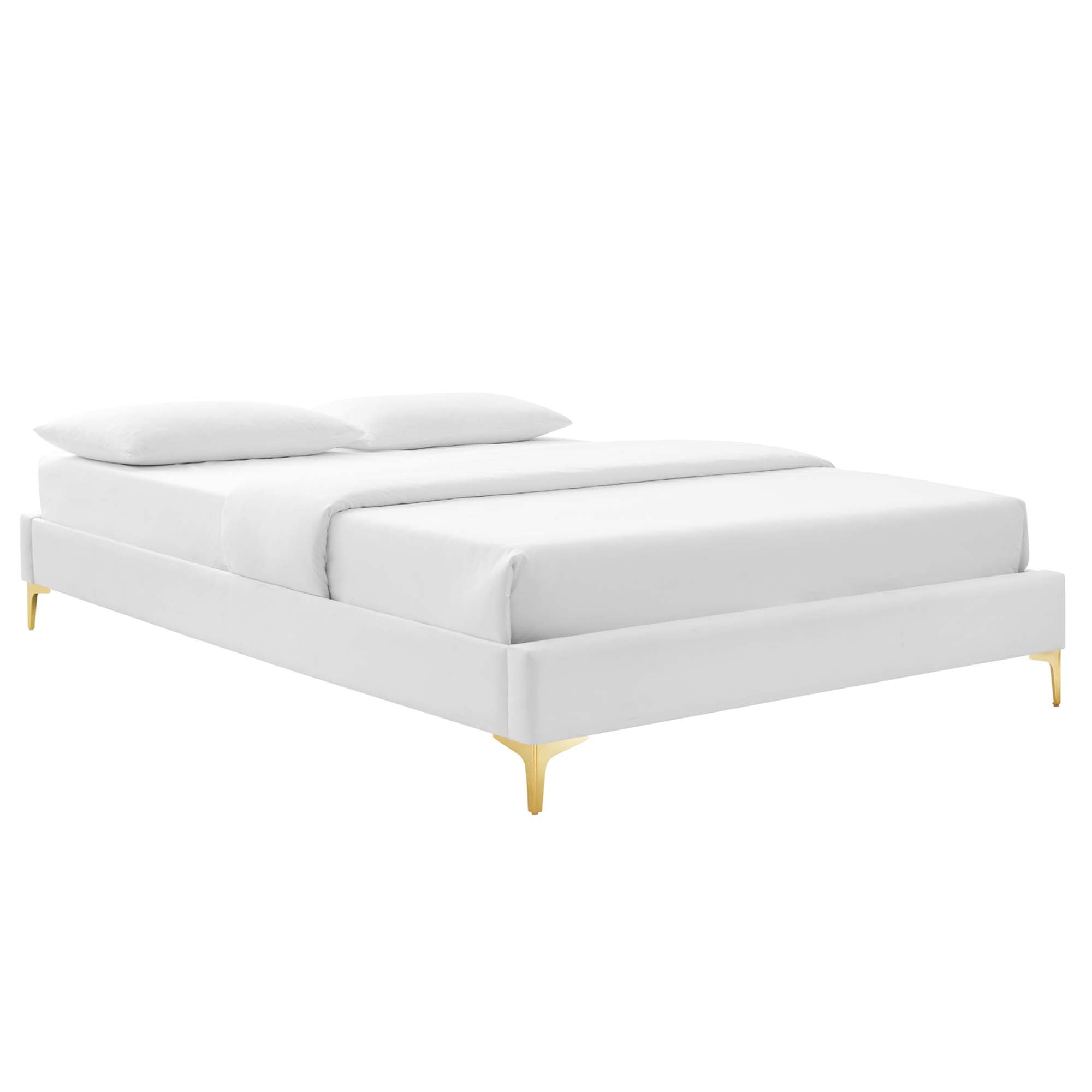 Sutton Performance Velvet Full Bed Frame - White