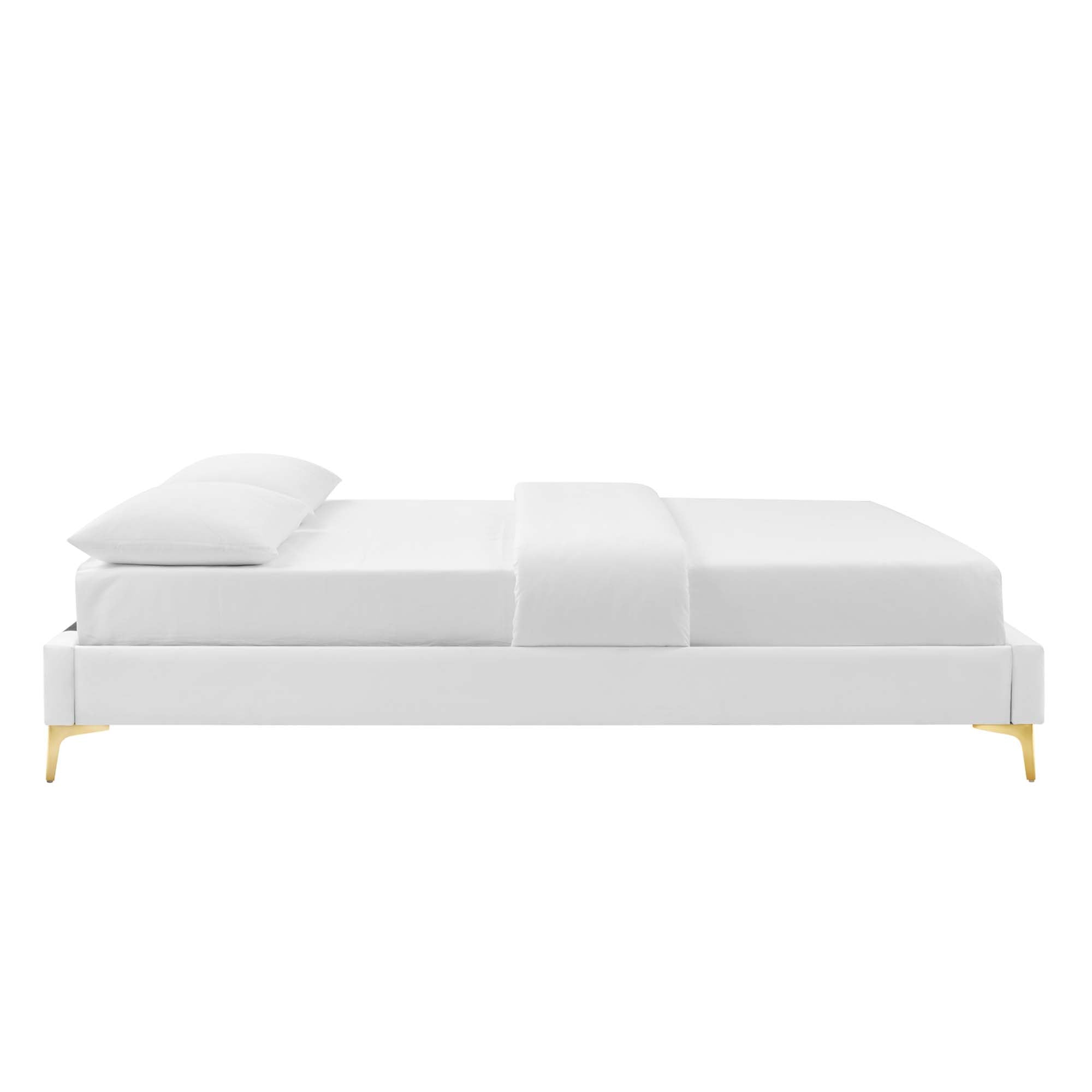 Sutton Performance Velvet Full Bed Frame - White