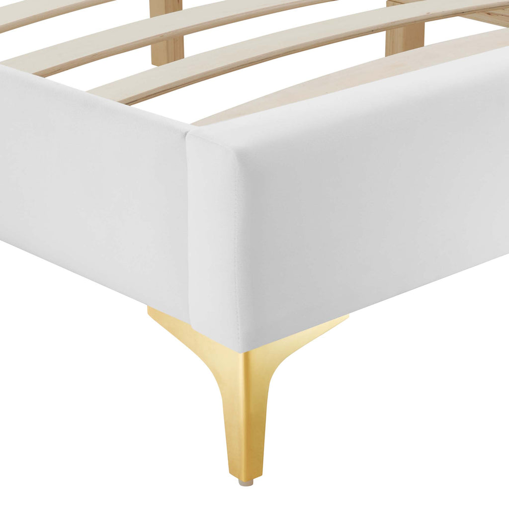 Sutton Performance Velvet Full Bed Frame - White