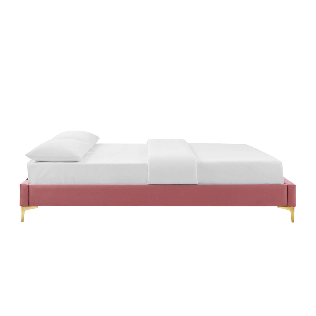 Sutton Performance Velvet King Bed Frame - Dusty Rose