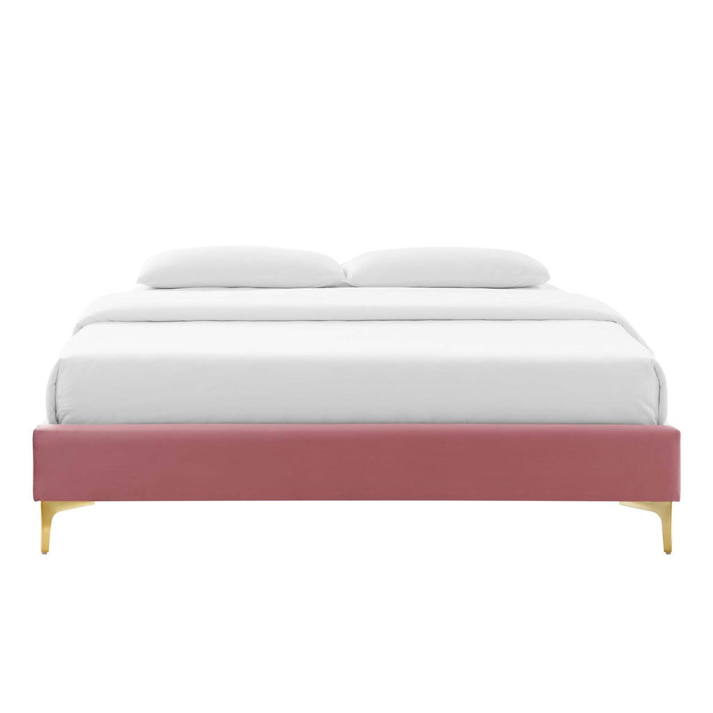 Sutton Performance Velvet King Bed Frame - Dusty Rose