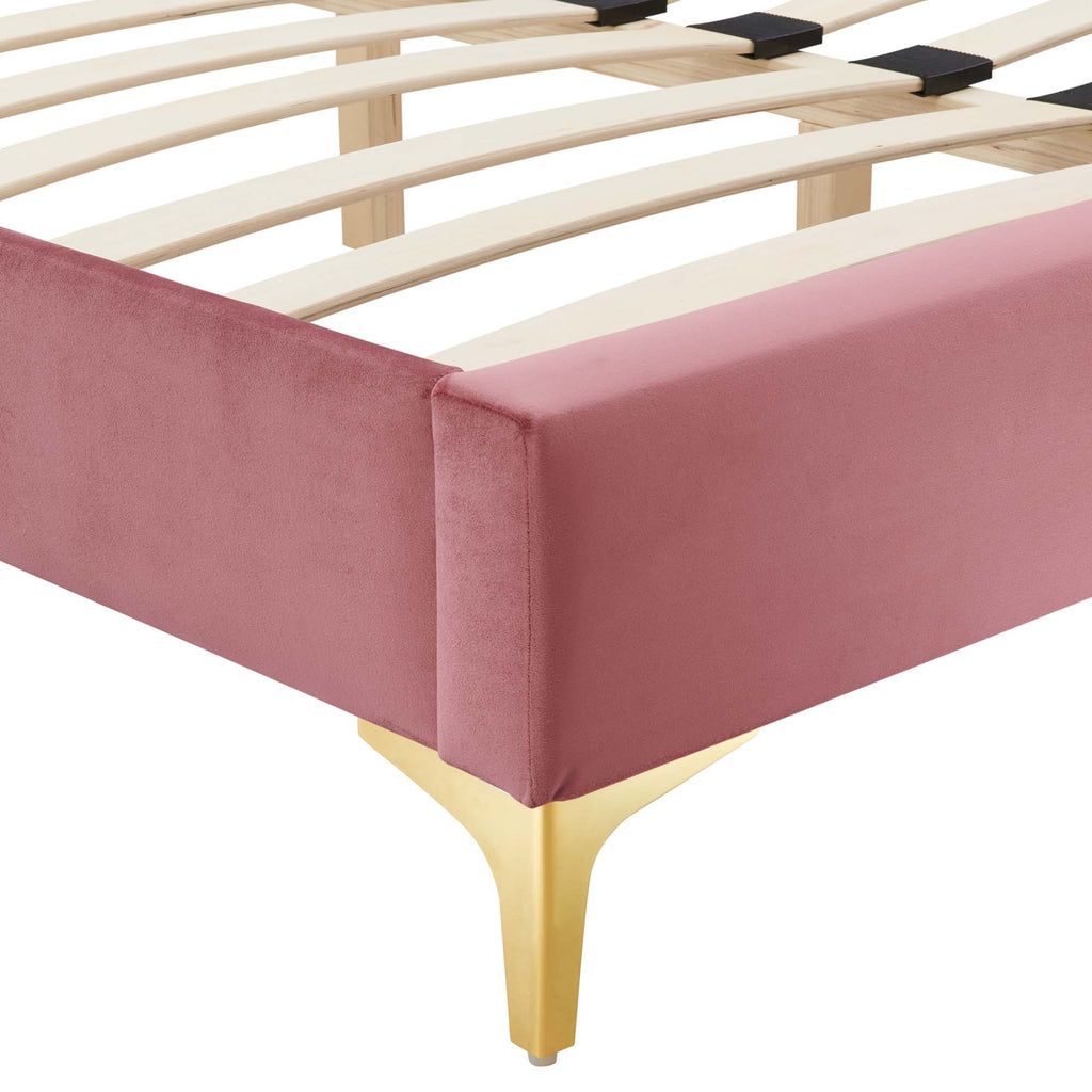 Sutton Performance Velvet King Bed Frame - Dusty Rose