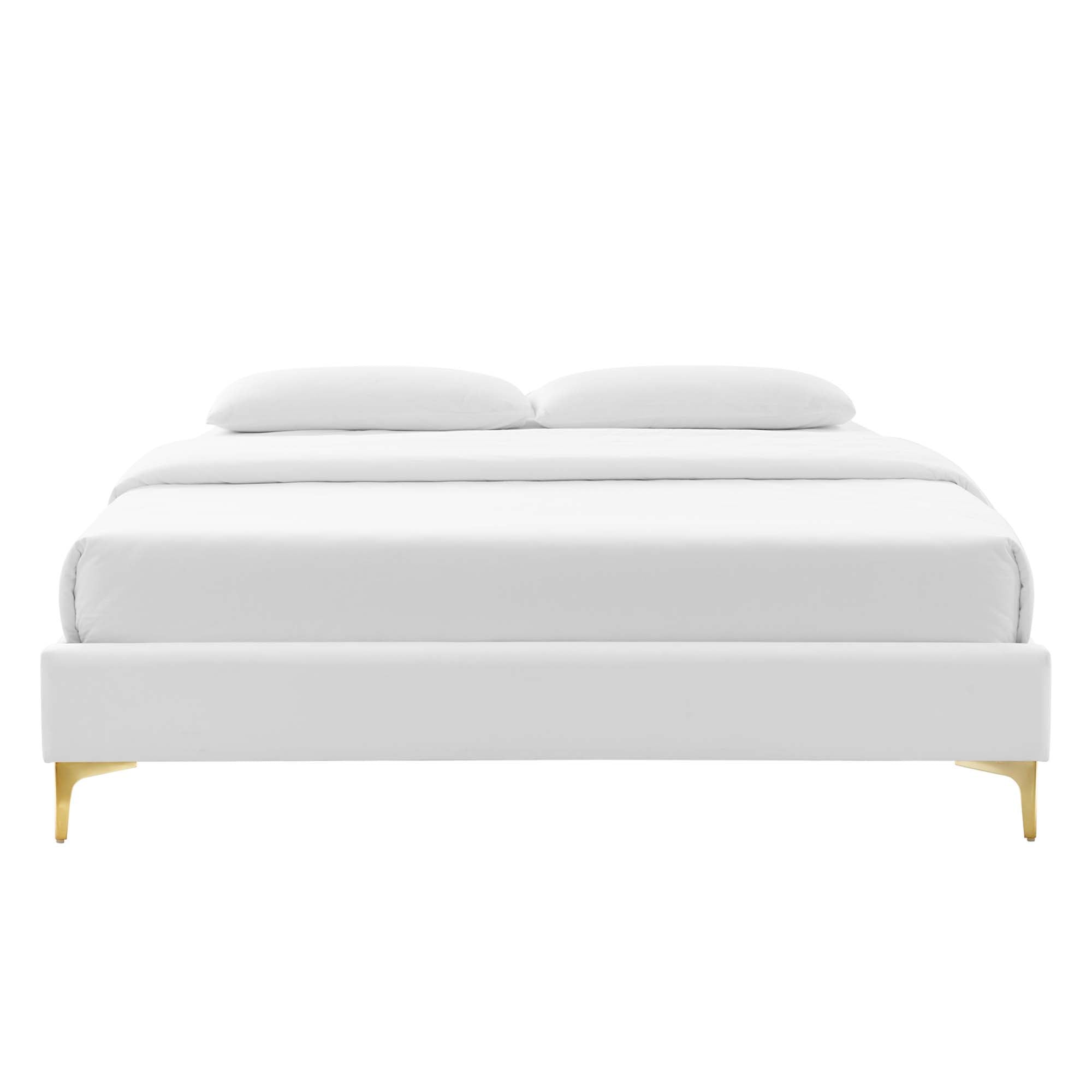 Sutton Performance Velvet King Bed Frame - White