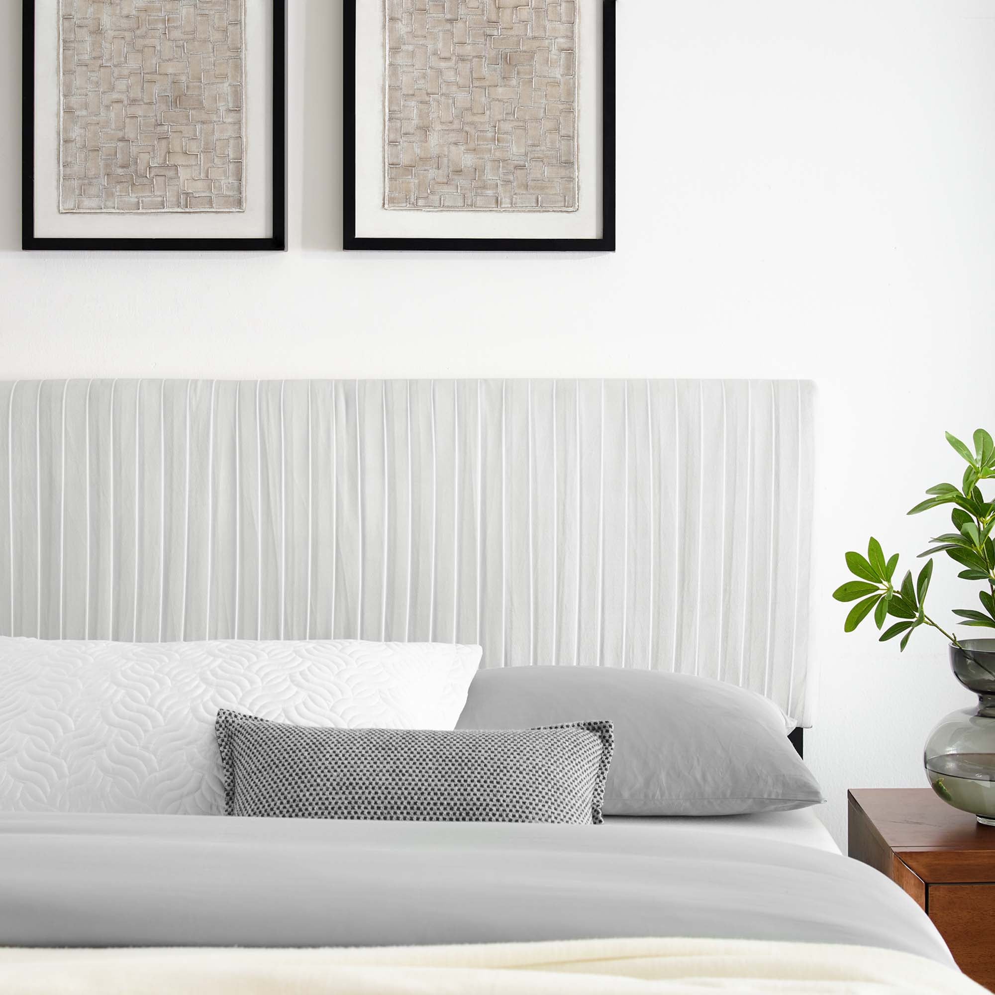 Eloise Channel Tufted Performance Velvet Full/Queen Headboard - White