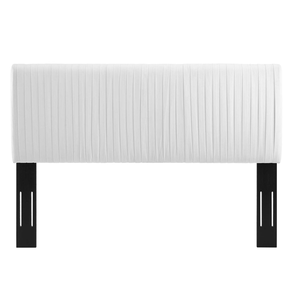 Eloise Channel Tufted Performance Velvet Full/Queen Headboard - White