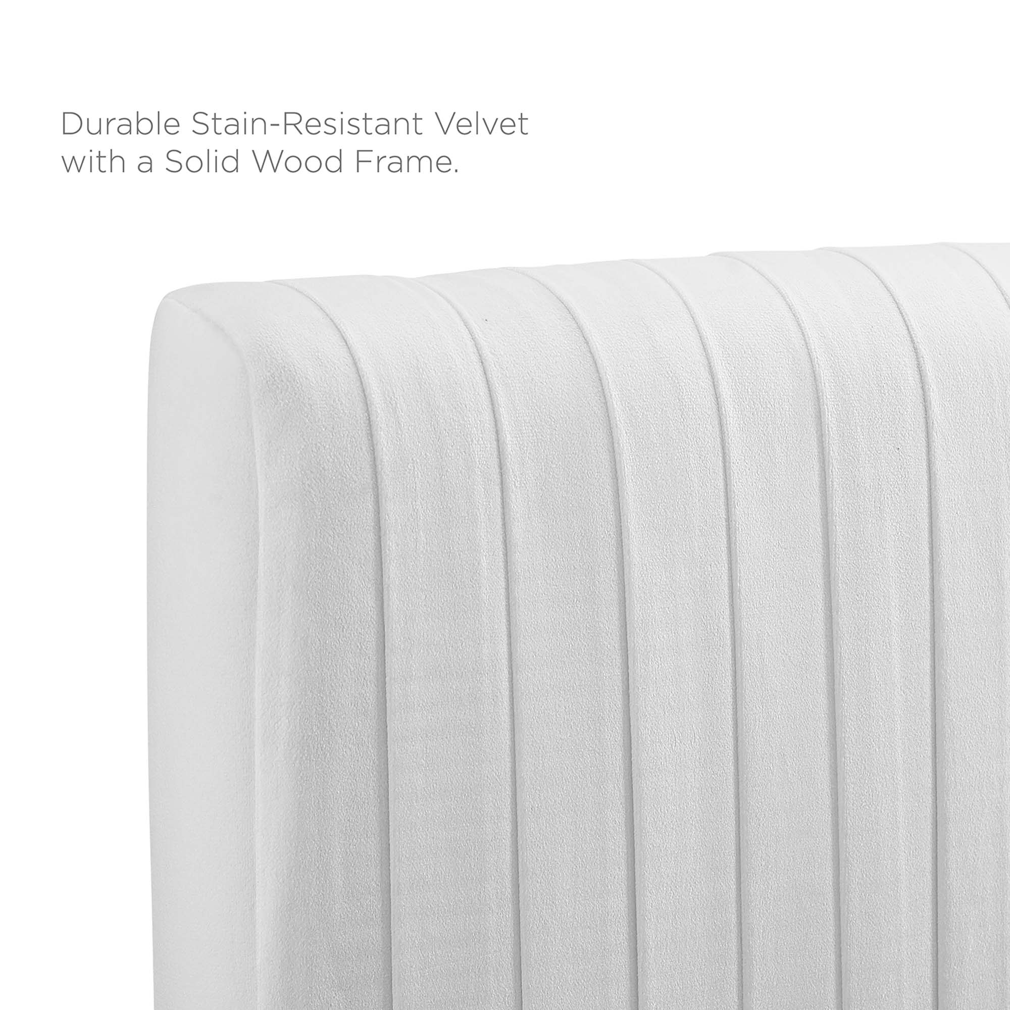 Eloise Channel Tufted Performance Velvet Full/Queen Headboard - White
