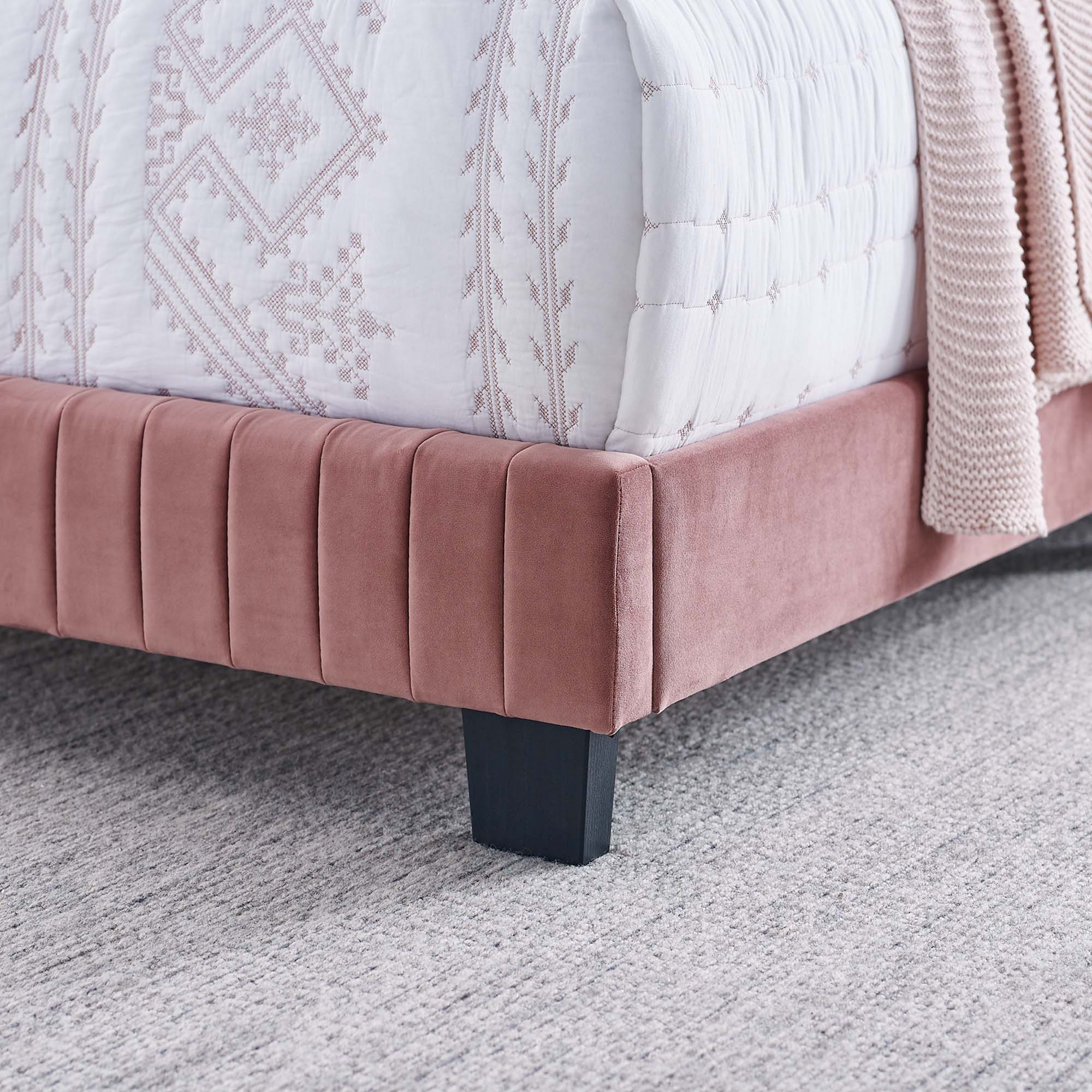 Celine Channel Tufted Performance Velvet Queen Bed - Dusty Rose