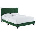 Celine Channel Tufted Performance Velvet Queen Bed - Emerald