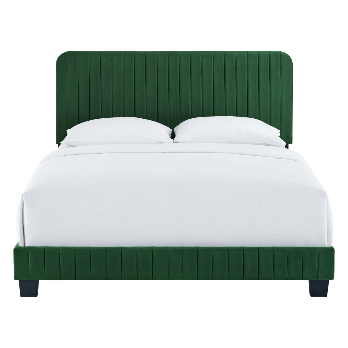 Celine Channel Tufted Performance Velvet Queen Bed - Emerald