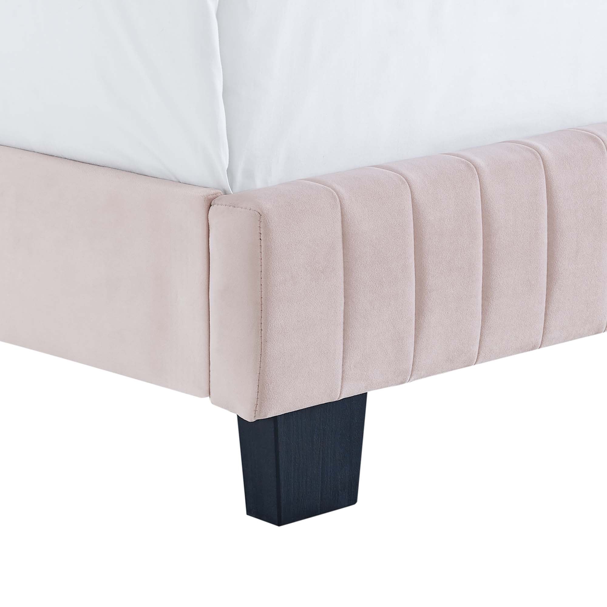 Celine Channel Tufted Performance Velvet Full Bed - Pink
