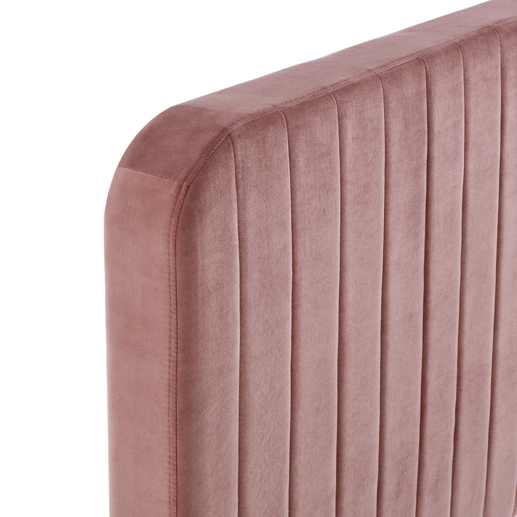 Celine Channel Tufted Performance Velvet Twin Bed - Dusty Rose