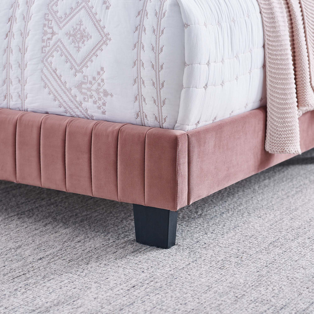 Celine Channel Tufted Performance Velvet Twin Bed - Dusty Rose