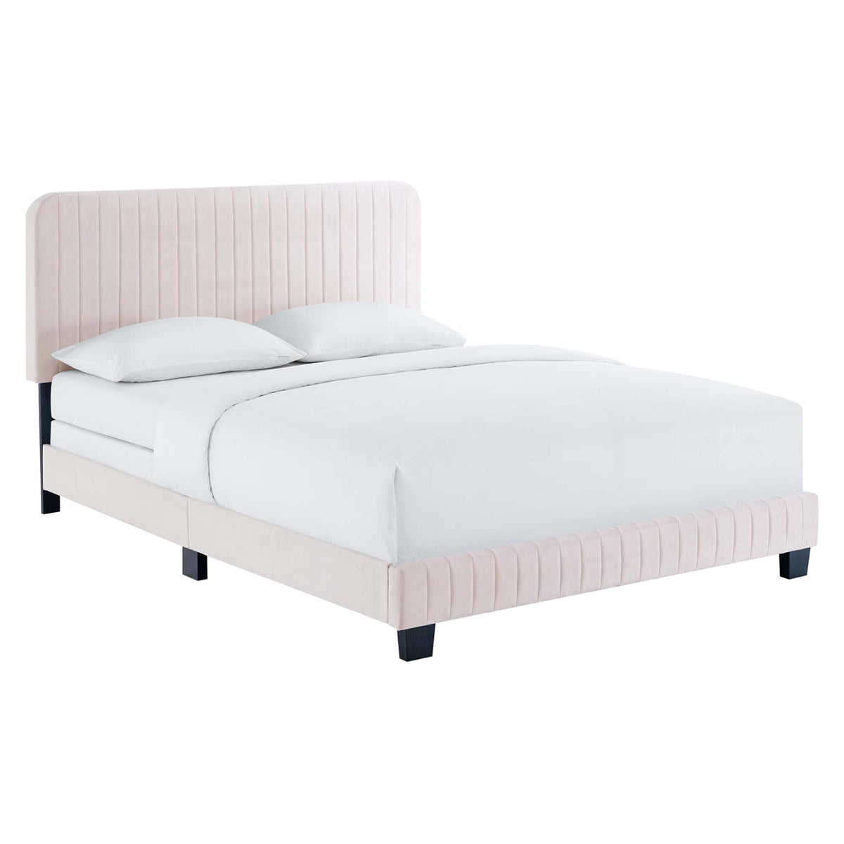 Celine Channel Tufted Performance Velvet Twin Bed - Pink