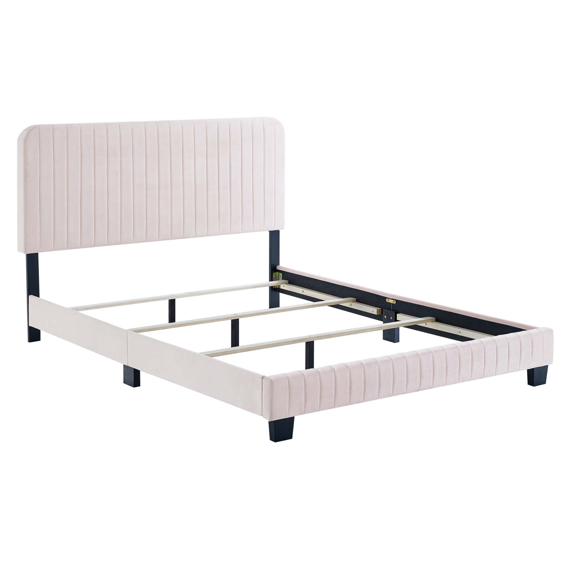 Celine Channel Tufted Performance Velvet Twin Bed - Pink