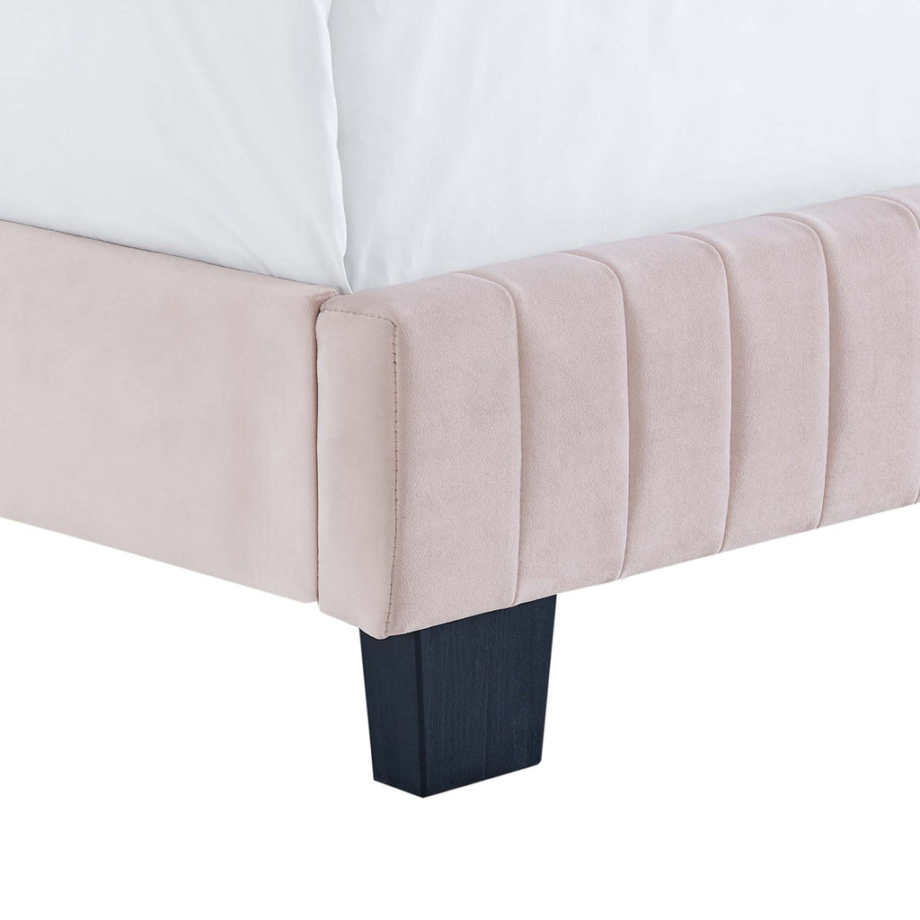 Celine Channel Tufted Performance Velvet Twin Bed - Pink