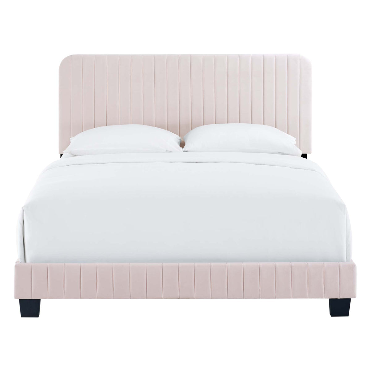 Celine Channel Tufted Performance Velvet Twin Bed - Pink