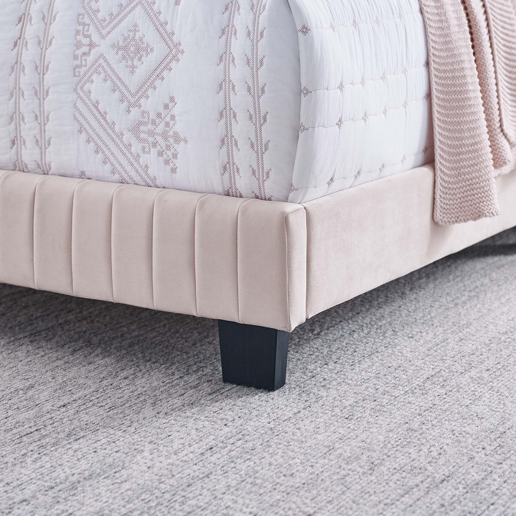 Celine Channel Tufted Performance Velvet Twin Bed - Pink