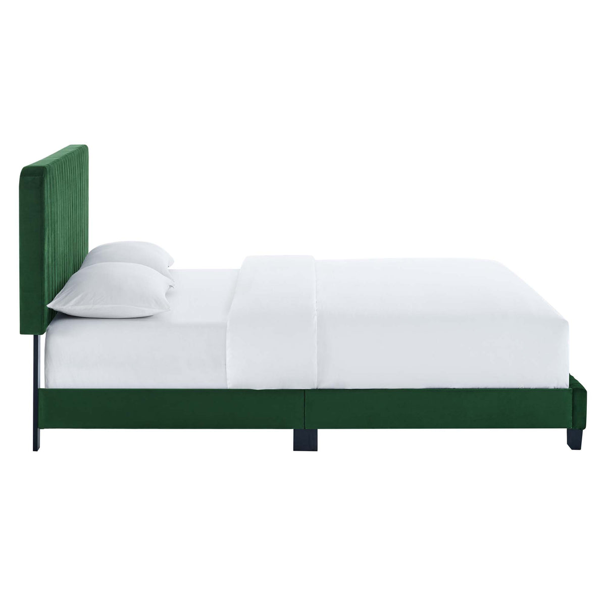 Celine Channel Tufted Performance Velvet King Platform Bed - Emerald