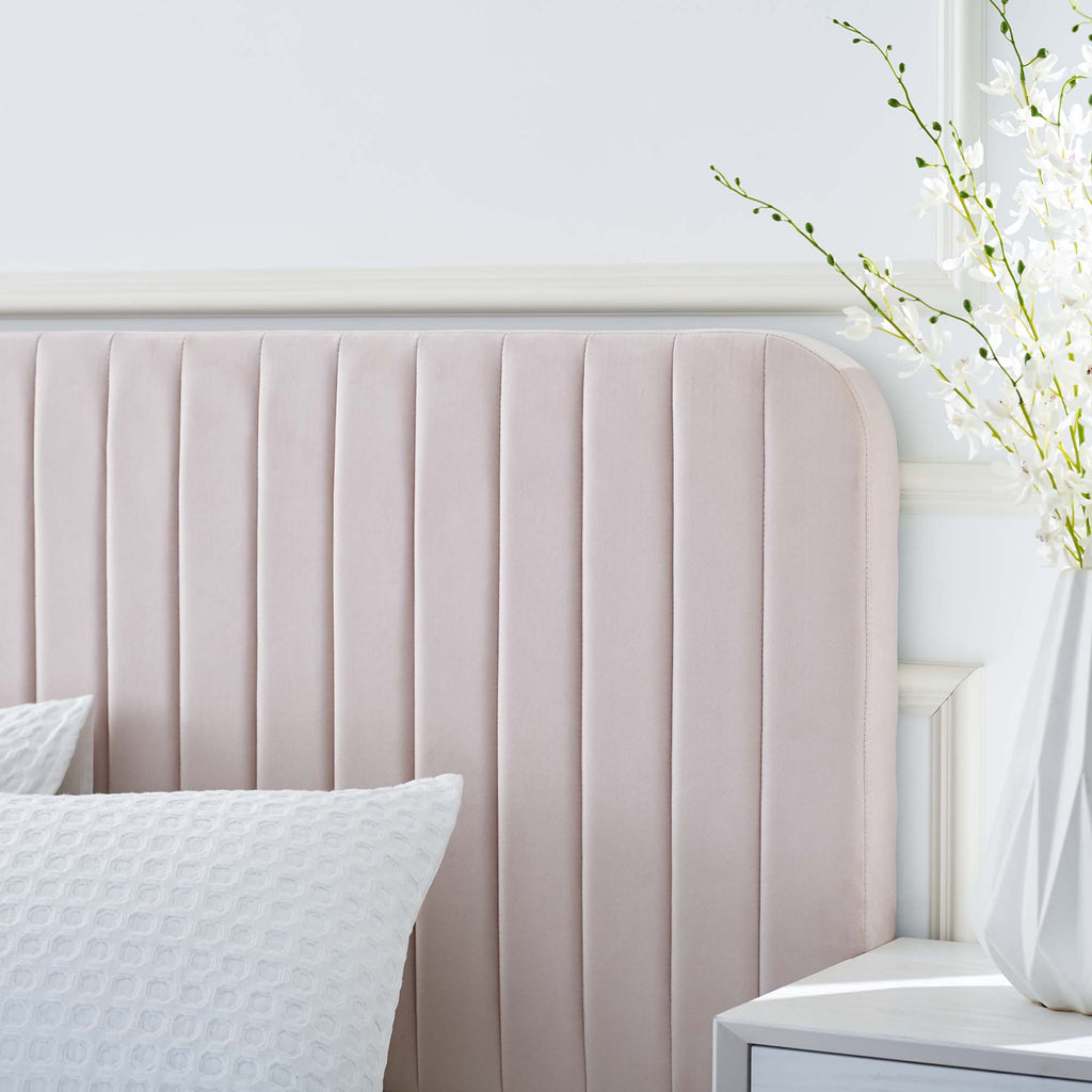 Celine Channel Tufted Performance Velvet King Platform Bed - Pink