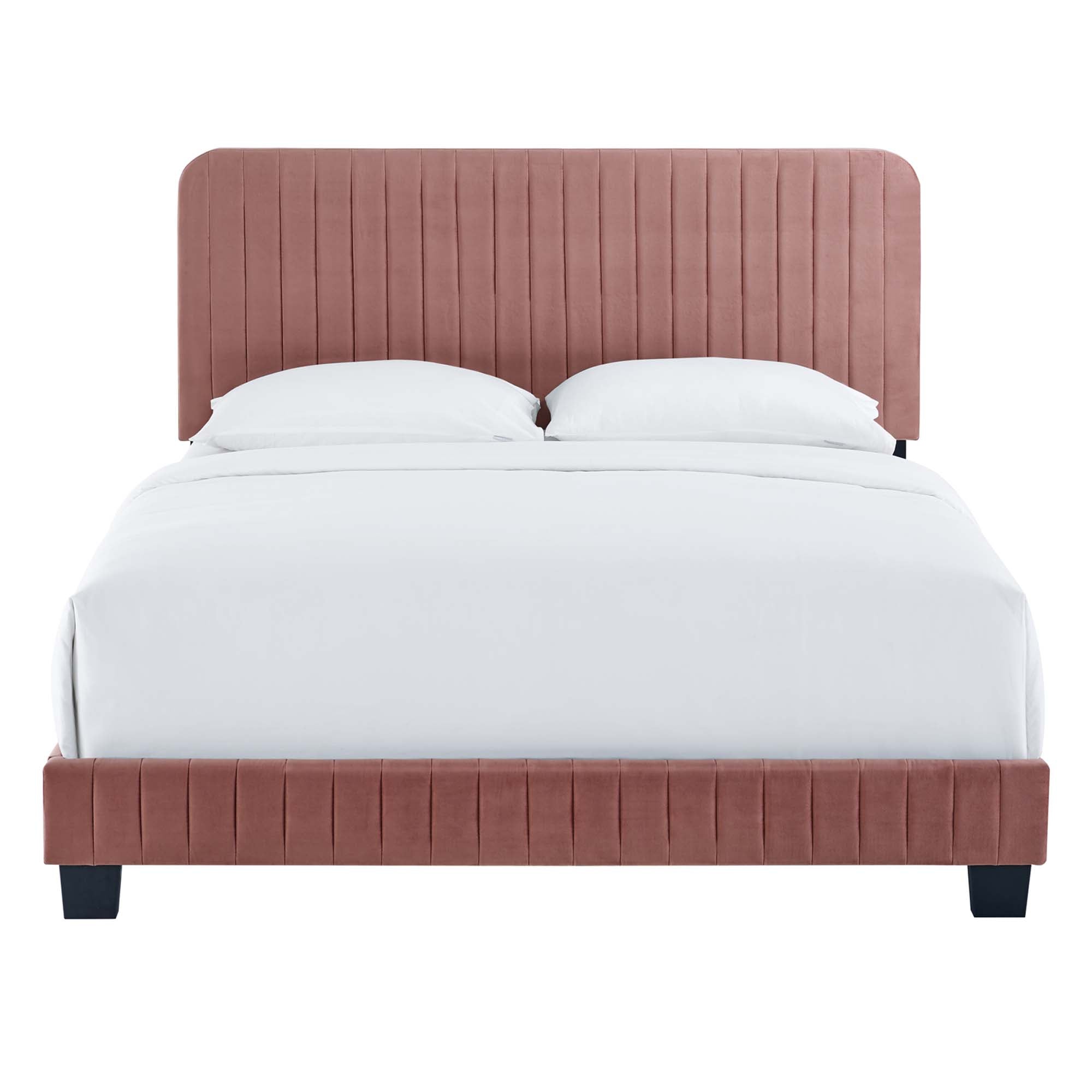 Celine Channel Tufted Performance Velvet Queen Platform Bed - Dusty Rose