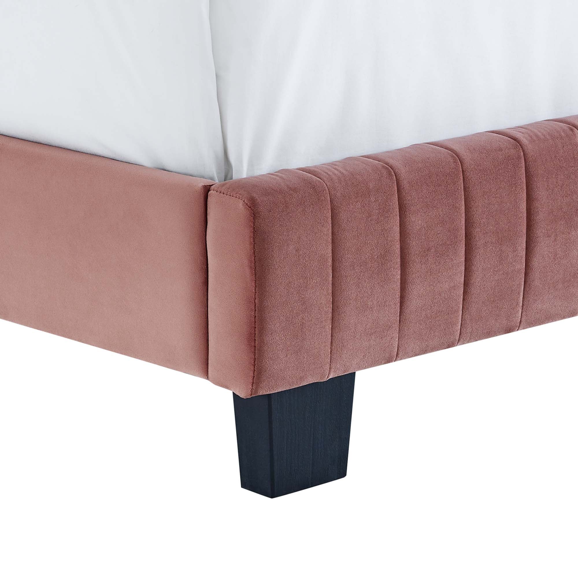 Celine Channel Tufted Performance Velvet Full Platform Bed - Dusty Rose