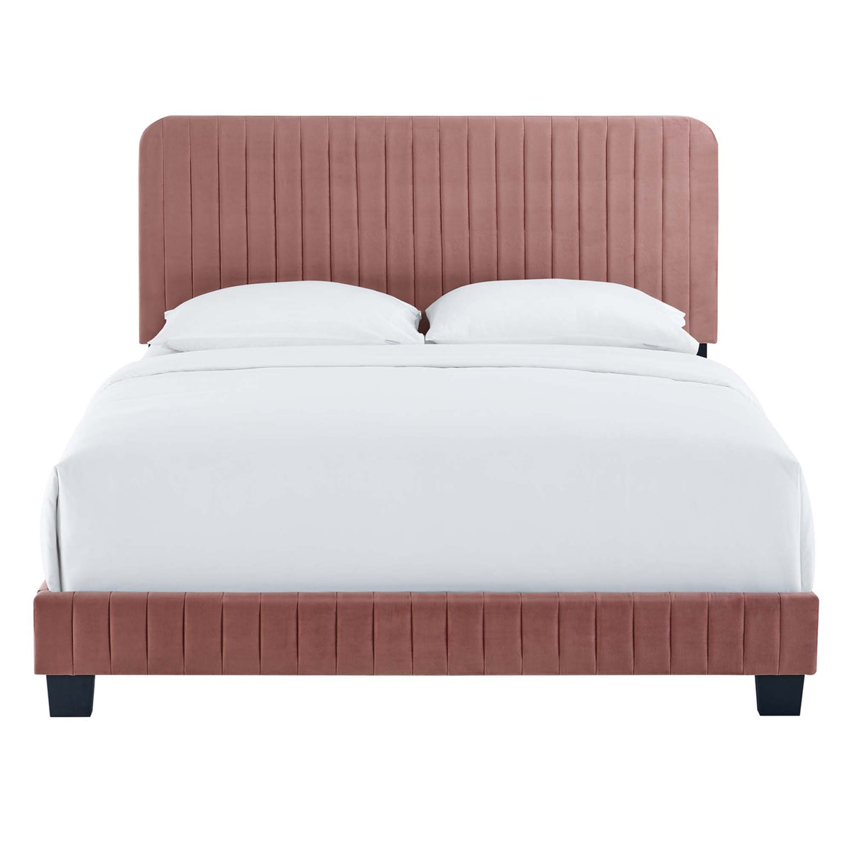 Celine Channel Tufted Performance Velvet Full Platform Bed - Dusty Rose