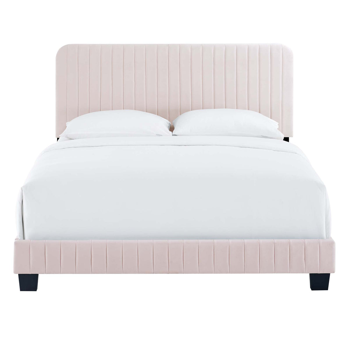 Celine Channel Tufted Performance Velvet Full Platform Bed - Pink