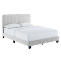 Celine Channel Tufted Performance Velvet Twin Platform Bed - Light Gray