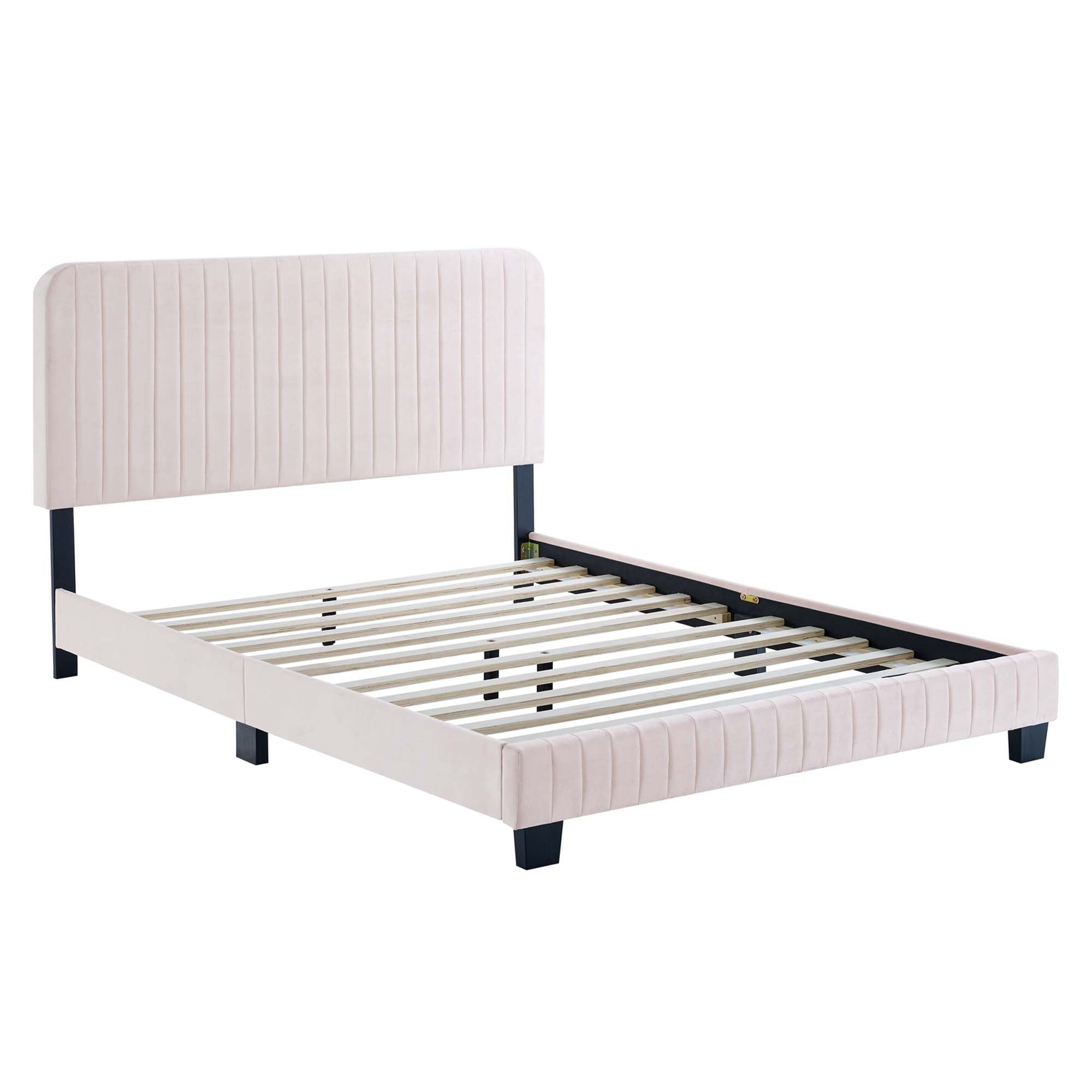Celine Channel Tufted Performance Velvet Twin Platform Bed - Pink