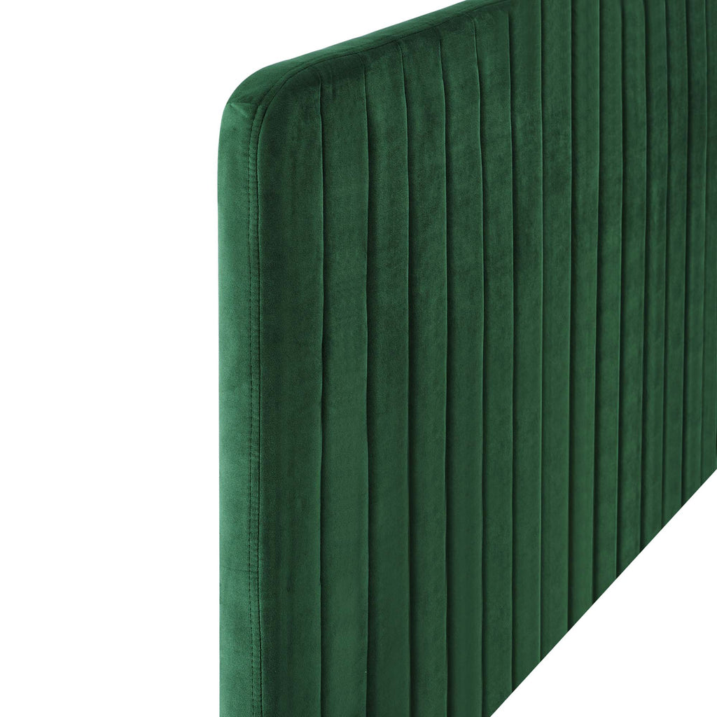 Milenna Channel Tufted Performance Velvet Twin Headboard - Emerald