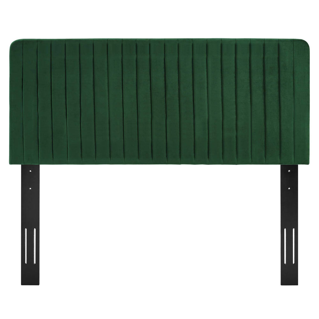 Milenna Channel Tufted Performance Velvet Twin Headboard - Emerald
