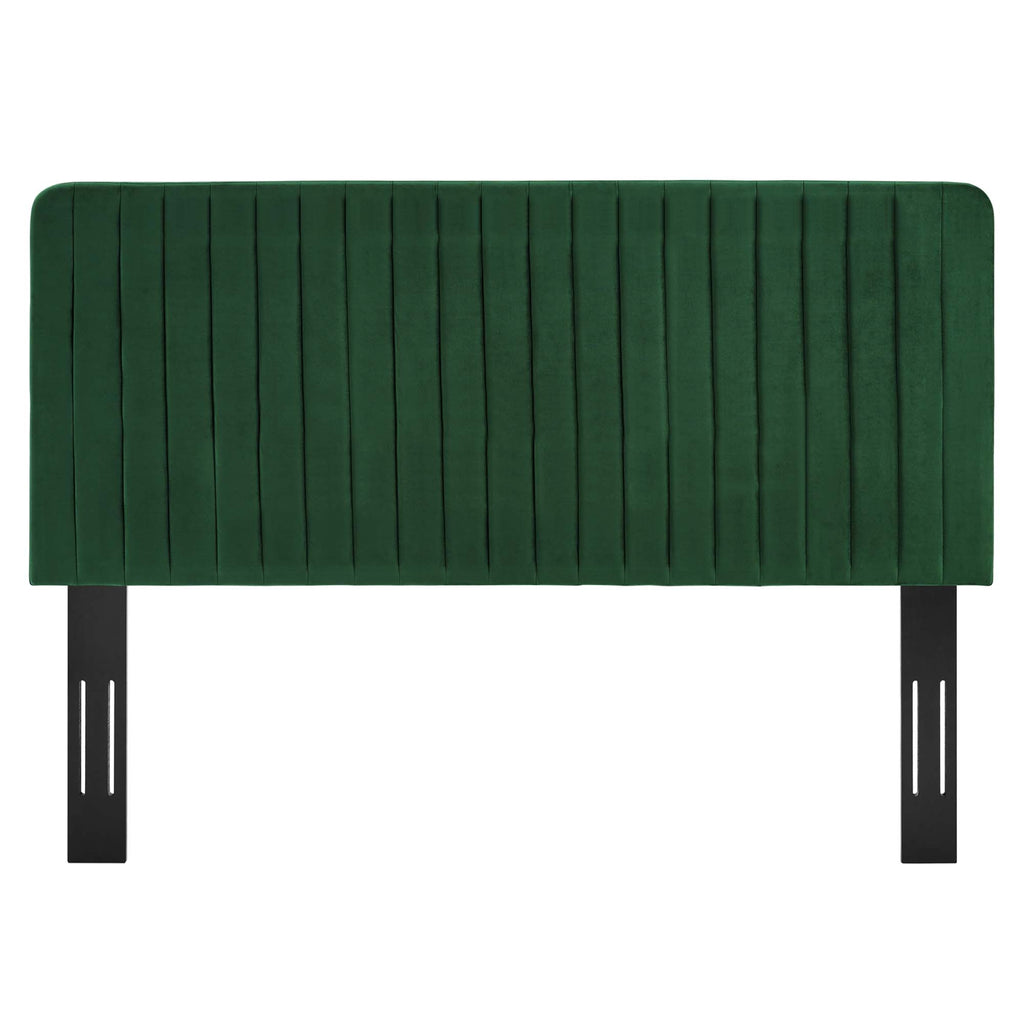 Milenna Channel Tufted Performance Velvet Twin Headboard - Emerald