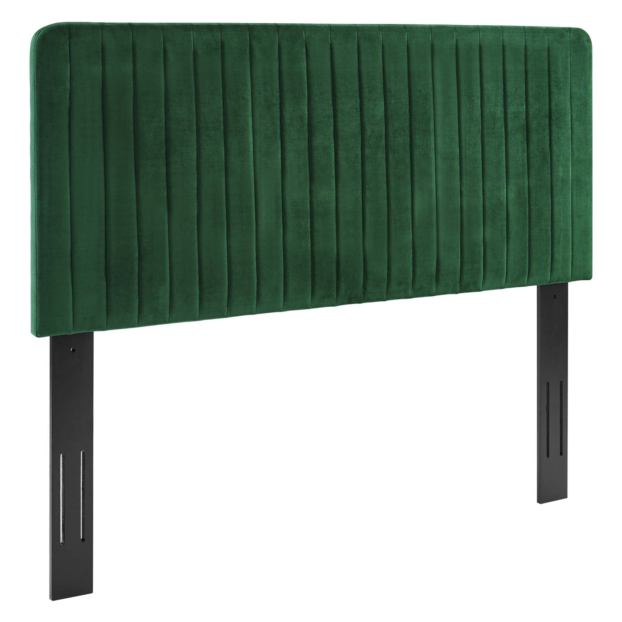 Milenna Channel Tufted Performance Velvet Full/Queen Headboard - Emerald