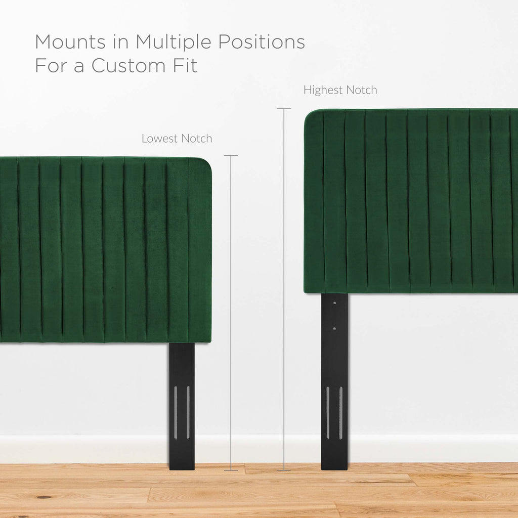 Milenna Channel Tufted Performance Velvet Full/Queen Headboard - Emerald