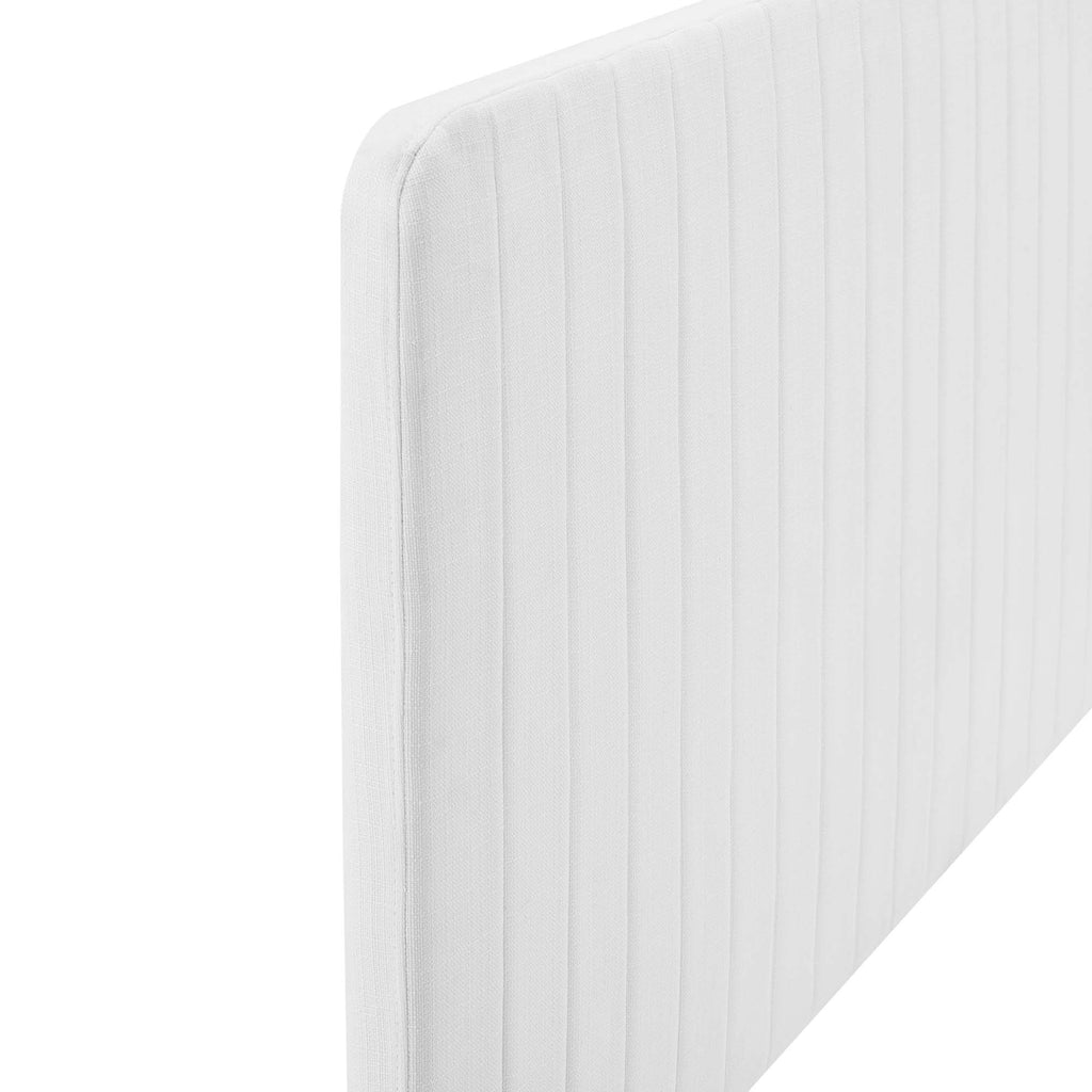 Milenna Channel Tufted Upholstered Fabric Full/Queen Headboard - White