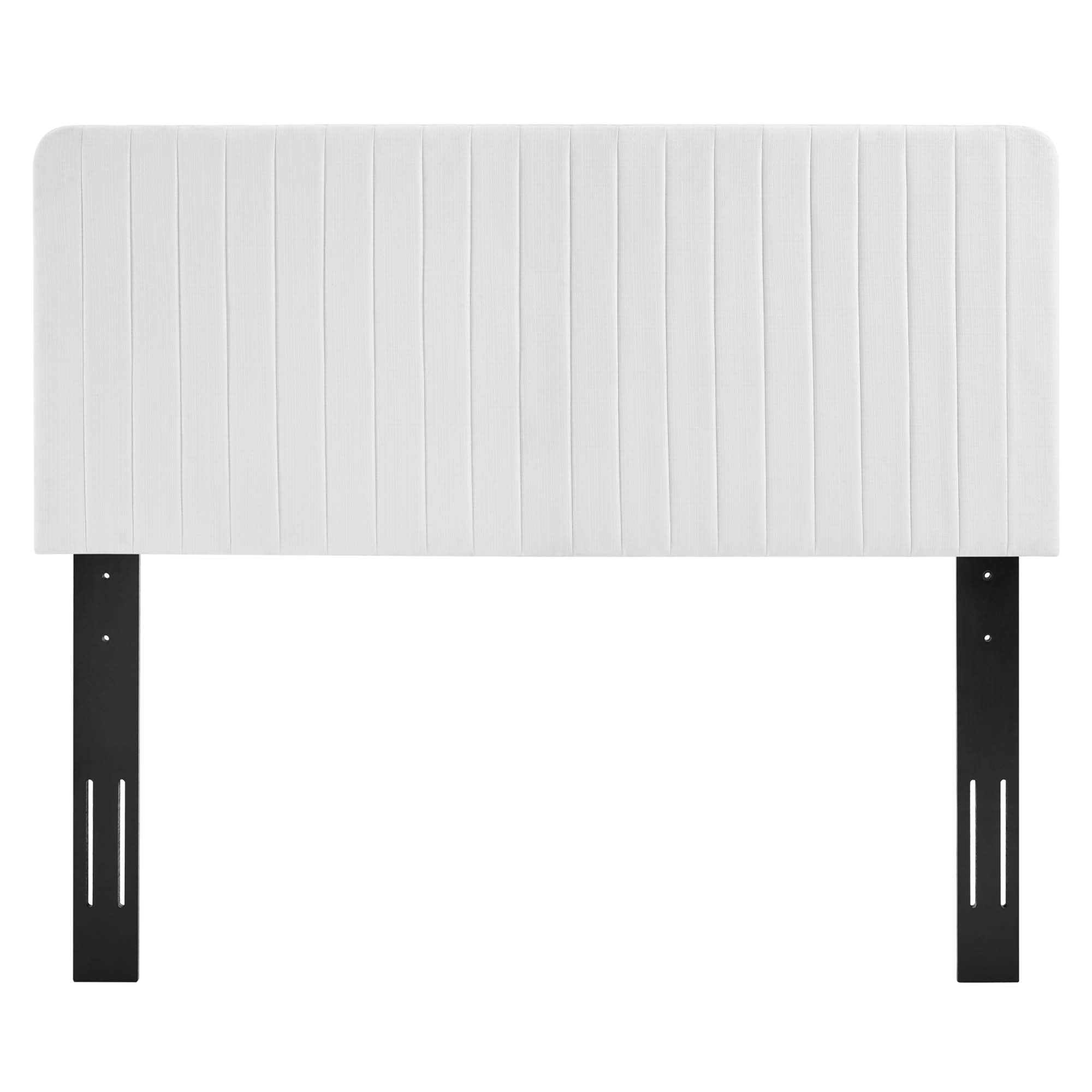 Milenna Channel Tufted Upholstered Fabric Full/Queen Headboard - White