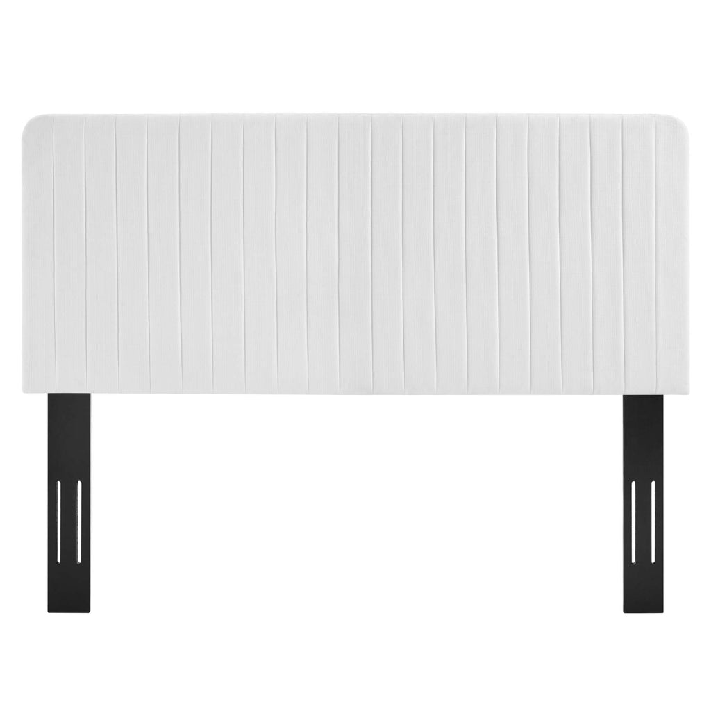 Milenna Channel Tufted Upholstered Fabric Full/Queen Headboard - White
