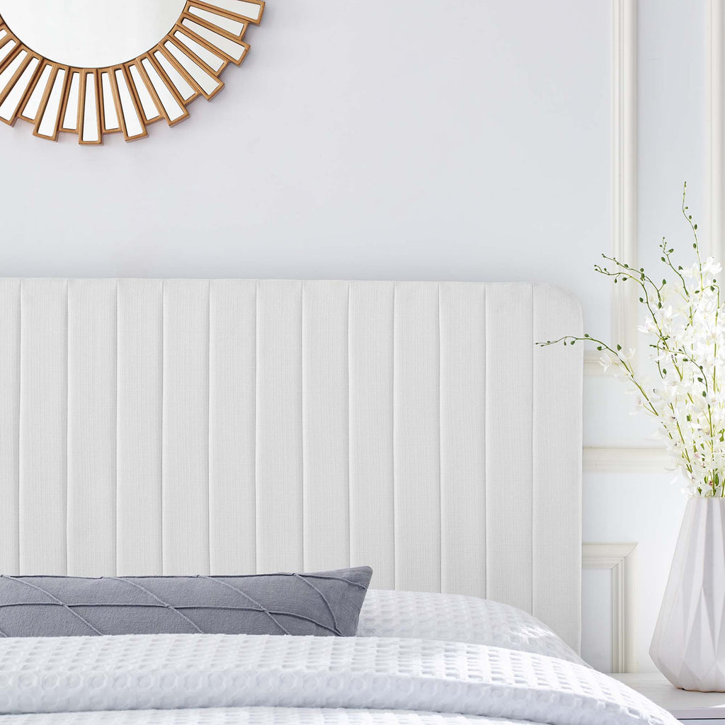 Milenna Channel Tufted Upholstered Fabric Full/Queen Headboard - White