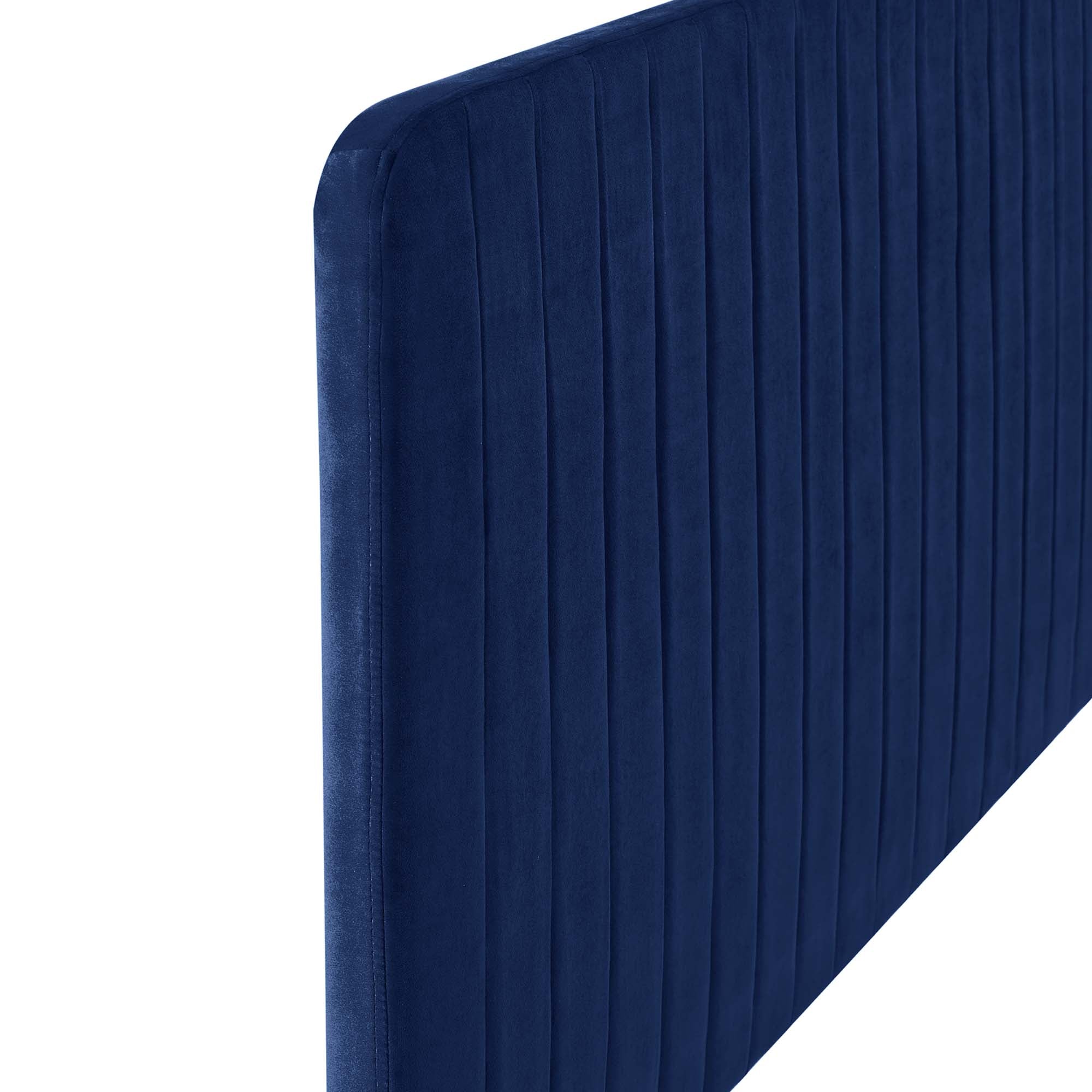 Milenna Channel Tufted Performance Velvet King/California King Headboard - Navy